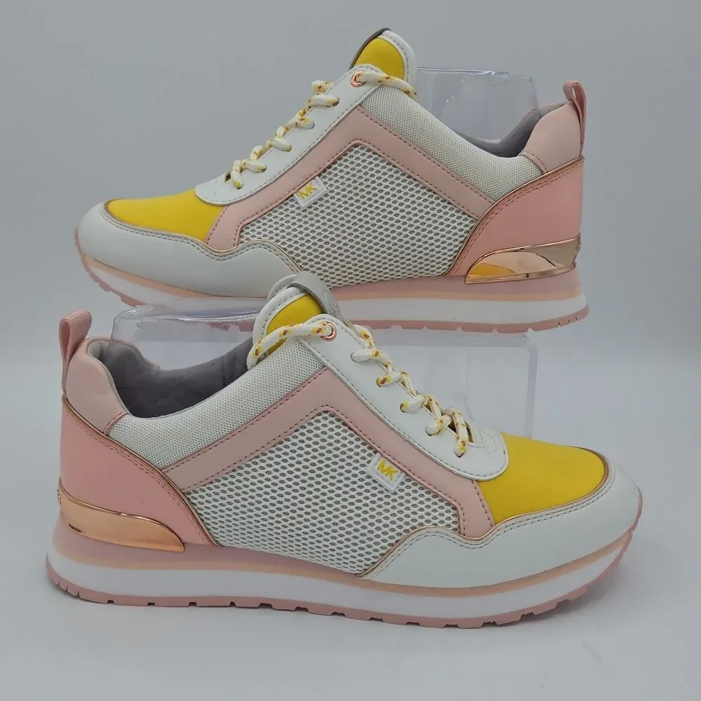 Michael Kors MADDY Trainer Color-Block Mixed-Media Sneakers Womens Size 9 EUC